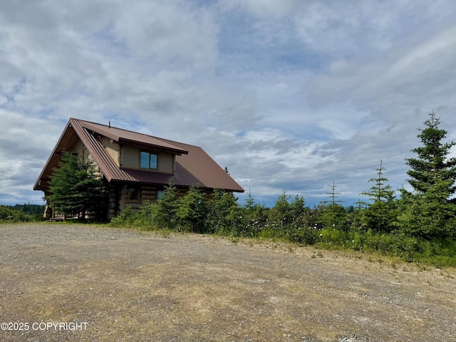 28180 Coastal Vista Cir, Anchor Point, AK 99556 - rear view of property featuring a metal roof and log exterior