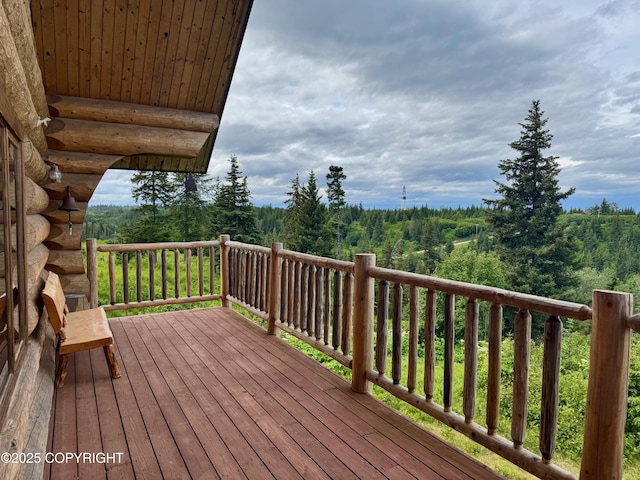 28180 Coastal Vista Cir, Anchor Point, AK 99556 - wooden terrace with a forest view