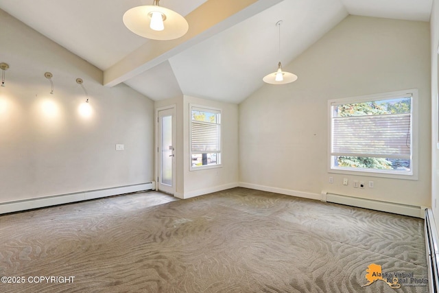124 E 7th Ave, Anchorage, AK 99501 - spare room with a baseboard radiator, carpet flooring, and a baseboard heating unit