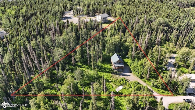 34494 Grizzly Ln, Sterling, AK 99672 - aerial view of property's location featuring a forest and property parcel outlined