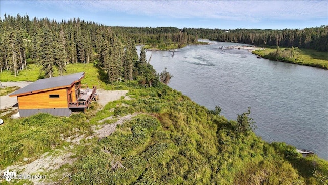 23634 Kasilof River Cir, Kasilof, AK 99610 - aerial view of property's location featuring a heavily wooded area and a nearby body of water