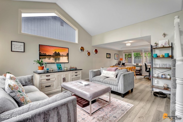 2432 Brook Hill Cir, Anchorage, AK 99516 - living room featuring lofted ceiling and light wood-style floors