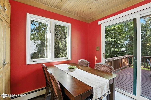 2924 Carnaby Way, Anchorage, AK 99504 - dining area with a baseboard radiator and wooden ceiling