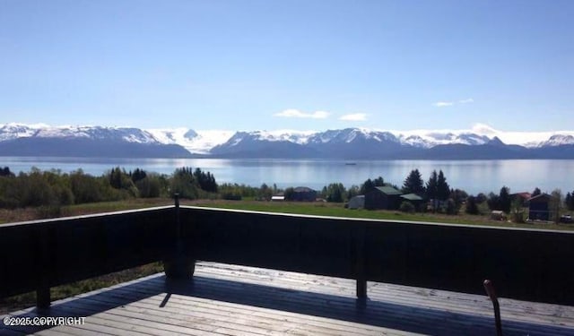59217 E E End Rd, Homer, AK 99603 - wooden deck featuring a water and mountain view