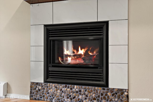 15201 Pollock Dr, Anchorage, AK 99516 - detailed view of a glass covered fireplace and baseboards