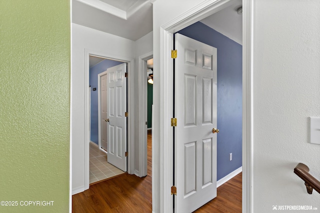 2666 Lauren Creek Loop # 23, Anchorage, AK 99507 - hallway featuring wood finished floors and a textured wall