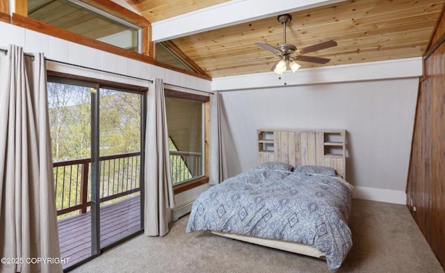 8011 Stewart Mountain Dr, Eagle River, AK 99577 - carpeted bedroom with multiple windows, wooden walls, wood ceiling, and a baseboard heating unit