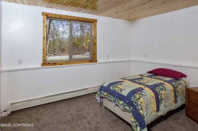 8011 Stewart Mountain Dr, Eagle River, AK 99577 - carpeted bedroom with a baseboard radiator and wooden ceiling