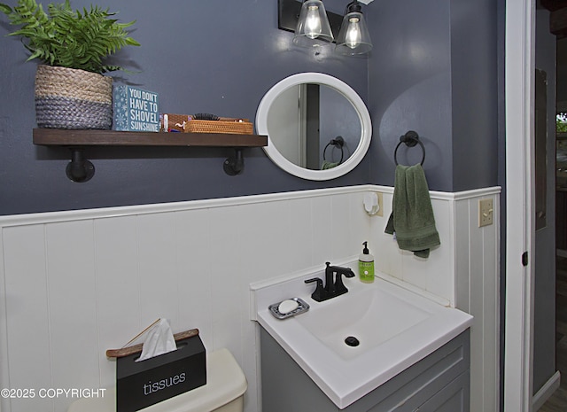 213 Lee Dr, Homer, AK 99603 - bathroom with vanity and wainscoting
