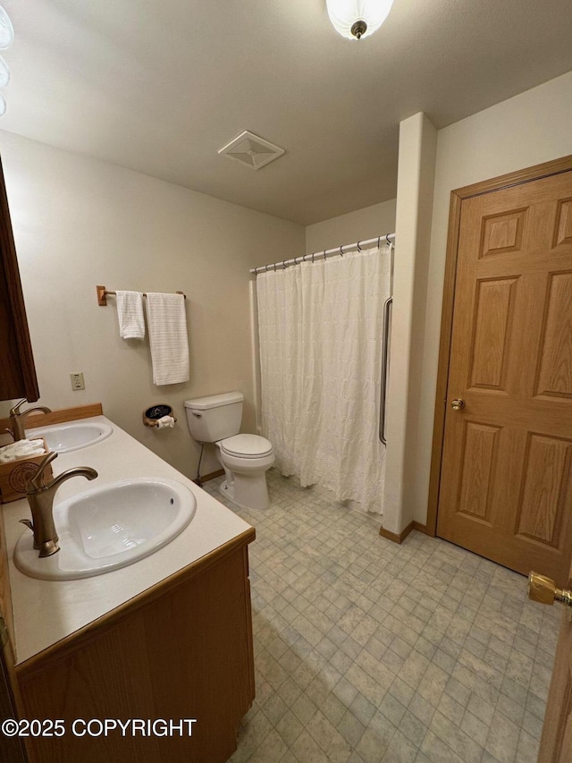 16297 E Harter Dr, Palmer, AK 99645 - full bath with double vanity, tile patterned floors, and curtained shower