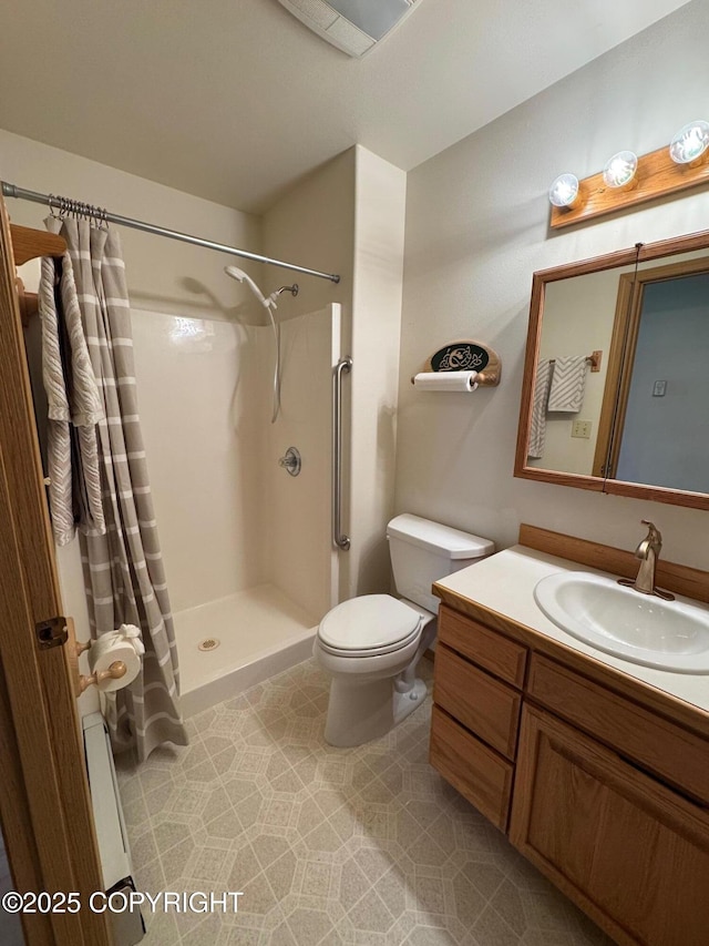 16297 E Harter Dr, Palmer, AK 99645 - full bathroom featuring a shower with curtain, vanity, and tile patterned flooring