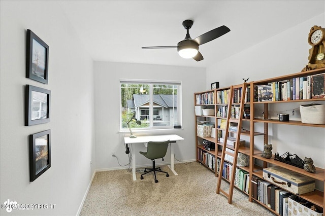 20454 Icefall Dr, Eagle River, AK 99577 - carpeted office with ceiling fan and baseboards