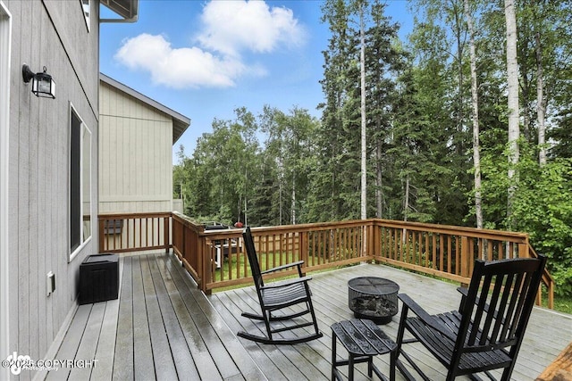 20454 Icefall Dr, Eagle River, AK 99577 - deck featuring an outdoor fire pit