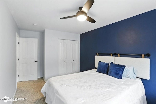 20454 Icefall Dr, Eagle River, AK 99577 - bedroom featuring a closet, carpet, and ceiling fan