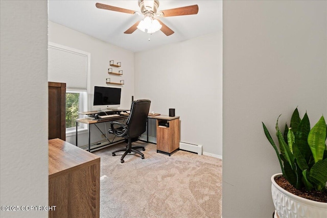 2701 Julie Ln, North Pole, AK 99705 - office space featuring a baseboard heating unit, carpet flooring, and ceiling fan