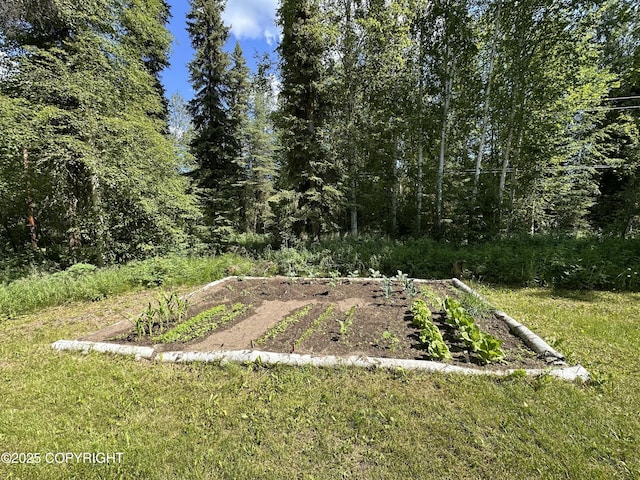 2701 Julie Ln, North Pole, AK 99705 - view of green lawn featuring a garden