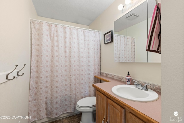 8430 Greenhill Way, Anchorage, AK 99502 - full bathroom with vanity, curtained shower, and tile patterned flooring