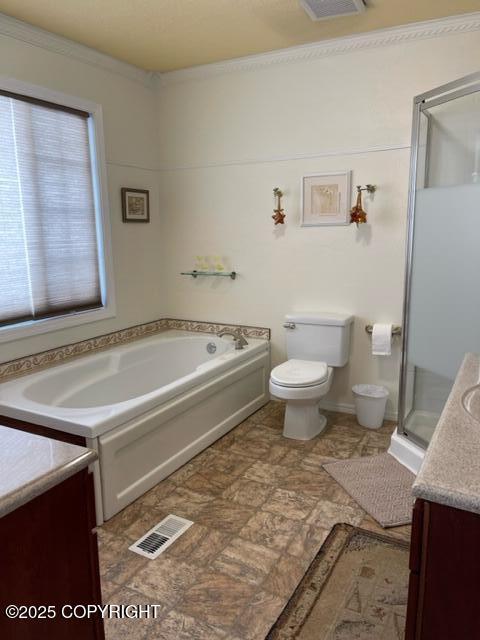 8430 Greenhill Way, Anchorage, AK 99502 - full bath featuring vanity, a garden tub, and a stall shower