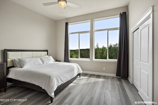 11459 Moonrise Ridge Pl # 7, Anchorage, AK 99516 - bedroom with wood finished floors and a ceiling fan