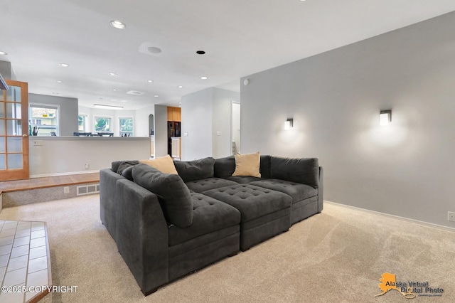 7521 Labrador Cir, Anchorage, AK 99502 - living room featuring carpet and recessed lighting