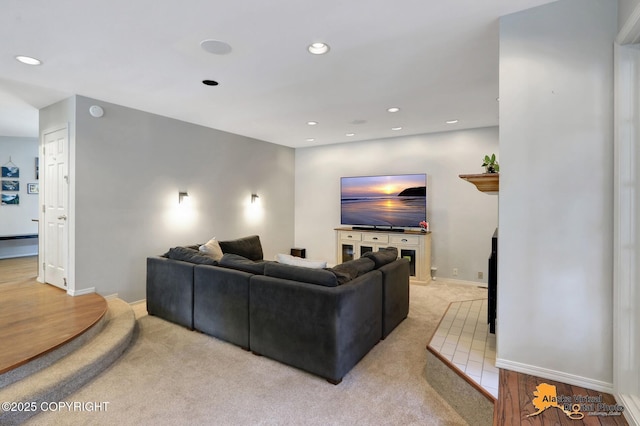 7521 Labrador Cir, Anchorage, AK 99502 - living area featuring light colored carpet and recessed lighting