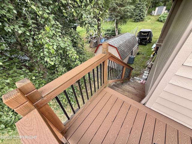 11741 Mary Ave, Anchorage, AK 99515 - wooden deck with a shed and a yard