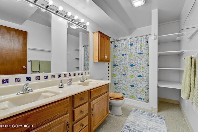 12145 Rainbow Ave, Anchorage, AK 99516 - bathroom featuring double vanity and a shower with curtain