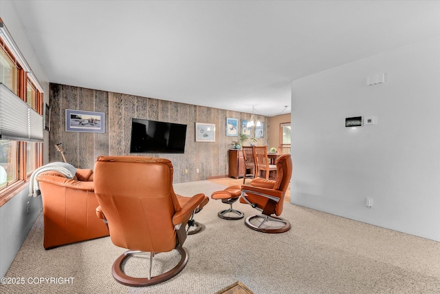 12145 Rainbow Ave, Anchorage, AK 99516 - carpeted living area featuring wood walls