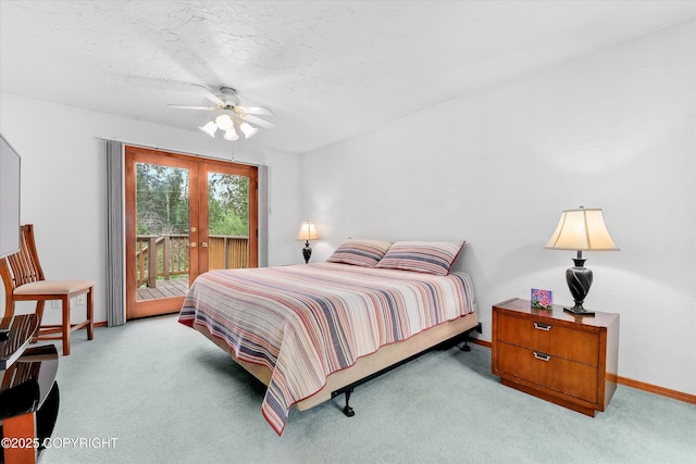 12145 Rainbow Ave, Anchorage, AK 99516 - bedroom with access to outside, carpet floors, french doors, and a ceiling fan