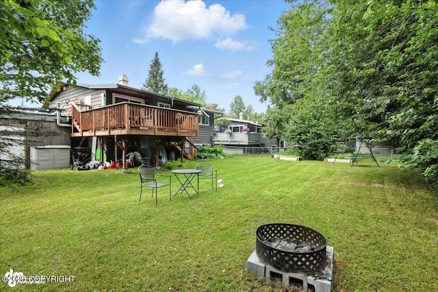 4733 Becharof St, Anchorage, AK 99507 - view of green lawn with a deck