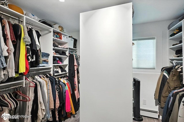 4733 Becharof St, Anchorage, AK 99507 - walk in closet with baseboard heating and wood finished floors