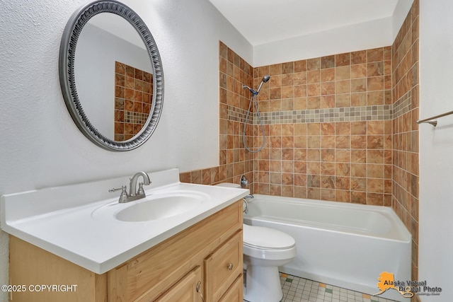 4650 Reka Dr # F6, Anchorage, AK 99508 - full bathroom with vanity, bathtub / shower combination, and tile patterned floors