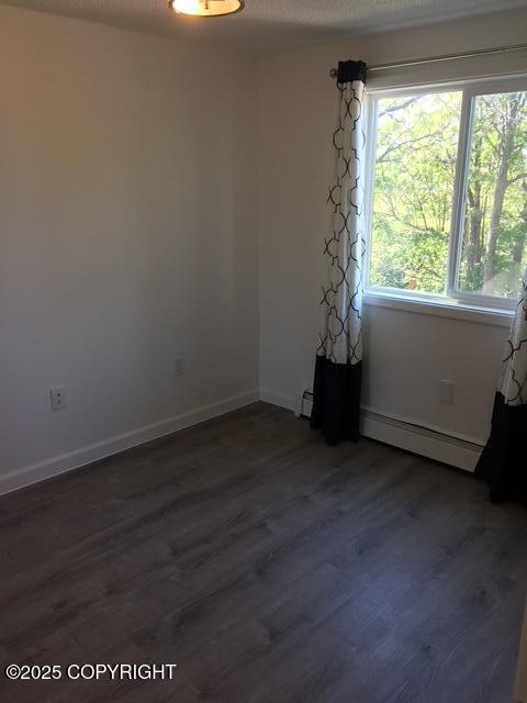 420 E 14th Ave, Anchorage, AK 99501 - empty room featuring a baseboard radiator and dark wood finished floors