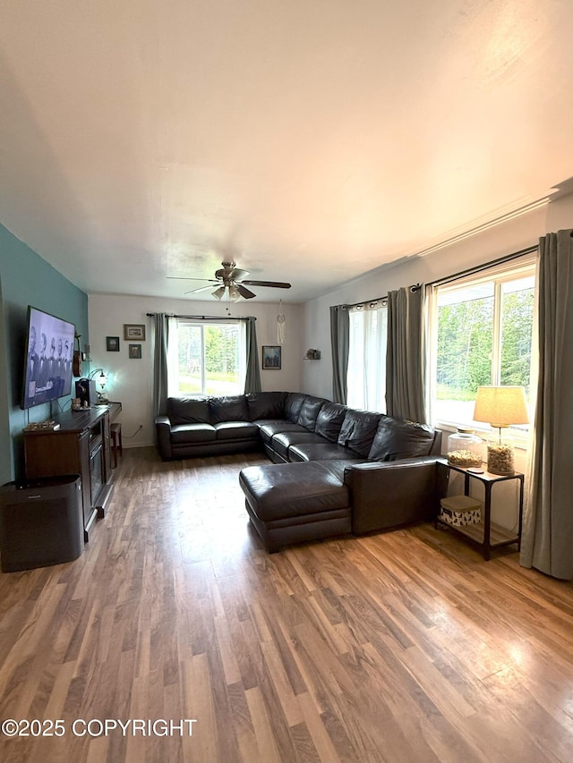 54110 Field Dr, Nikiski/North Kenai, AK 99611 - living room with wood finished floors and ceiling fan