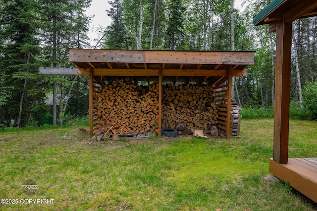 1291 N Rainbow Park Dr, Wasilla, AK 99623 - view of green lawn featuring a wooden deck