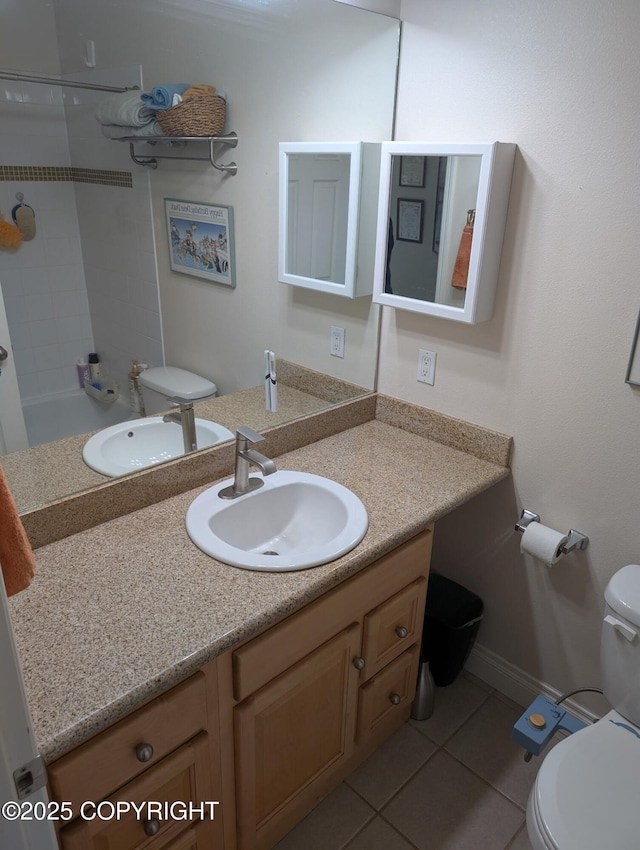 917 Nelchina St # A, Anchorage, AK 99501 - bathroom featuring vanity, tile patterned floors, and shower / bath combination