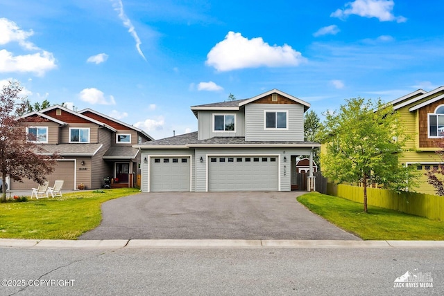 8126 Grayhawk Cir, Anchorage, AK 99507 - view of front of house with driveway, a garage, a shingled roof, and board and batten siding
