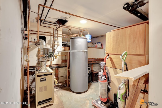 2641 W 27th Ave, Anchorage, AK 99517 - utility room with gas water heater and a heating unit