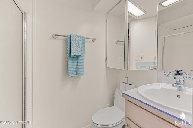 22432 Glacier View Dr, Eagle River, AK 99577 - full bathroom featuring a shower with door and vanity