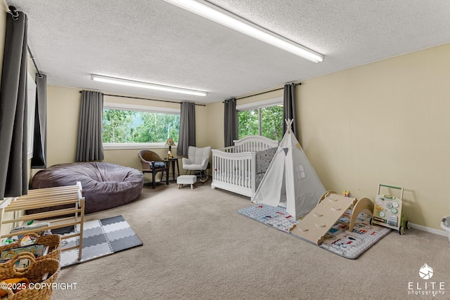 22432 Glacier View Dr, Eagle River, AK 99577 - carpeted bedroom featuring a textured ceiling and multiple windows