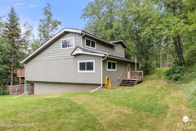 22432 Glacier View Dr, Eagle River, AK 99577 - back of house featuring a wooden deck