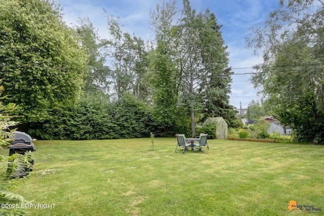 4905 Roger Dr, Anchorage, AK 99507 - view of green lawn featuring a shed