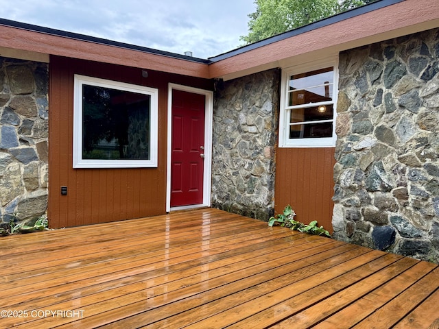 290 Park St, Anchorage, AK 99508 - property entrance with stone siding