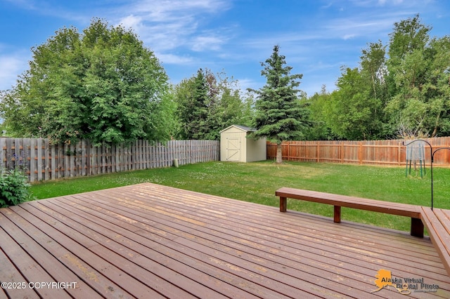2321 Lusardi Point Cir, Anchorage, AK 99515 - wooden deck featuring a shed and a fenced backyard
