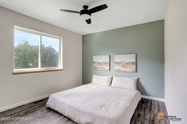 14795 E Hearthstone Dr, Palmer, AK 99645 - bedroom with wood finished floors and a ceiling fan