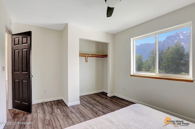 14795 E Hearthstone Dr, Palmer, AK 99645 - unfurnished bedroom with wood finished floors and a closet