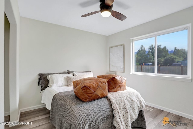 14795 E Hearthstone Dr, Palmer, AK 99645 - bedroom with wood finished floors and ceiling fan