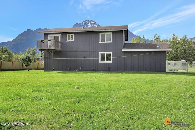 14795 E Hearthstone Dr, Palmer, AK 99645 - back of property with a mountain view and a balcony