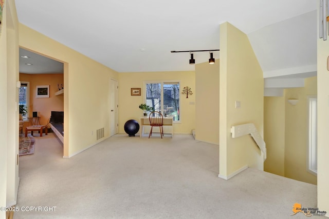 1854 Buccaneer Pl, Anchorage, AK 99501 - workout room with carpet flooring and rail lighting