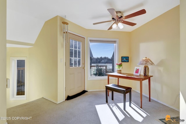1854 Buccaneer Pl, Anchorage, AK 99501 - office featuring carpet, a ceiling fan, and vaulted ceiling